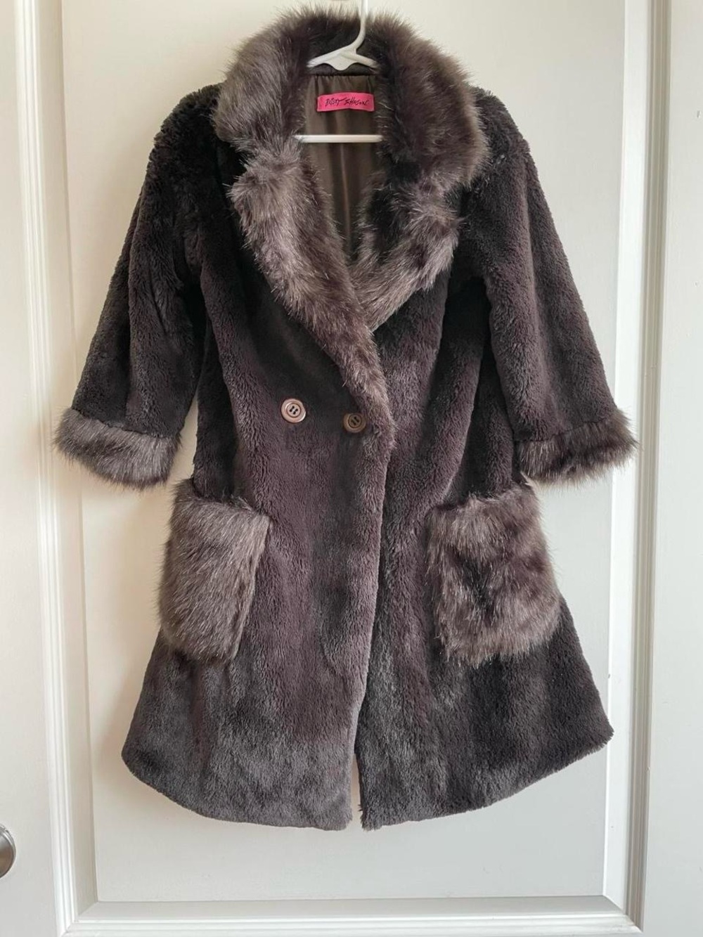 BETSEY JOHNSON Girls Faux Fur Coat Size 5-6Y Penny Lane Style